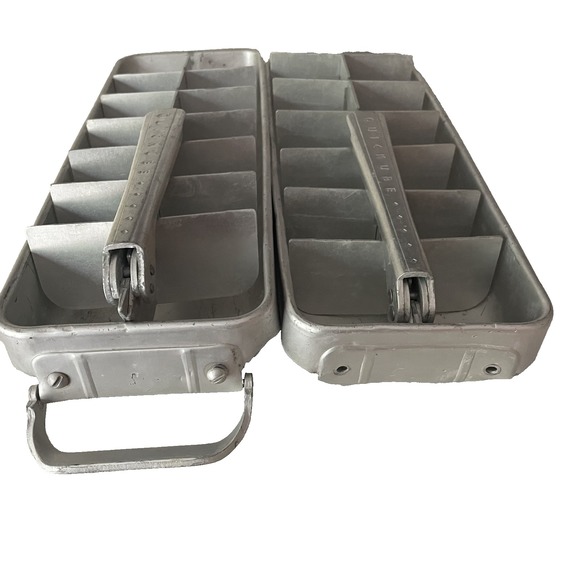 Frigidaire Quickube Aluminum 1950s Ice Trays Set Of TWO Makes 14 Cubes Ea *READ - Picture 2 of 6